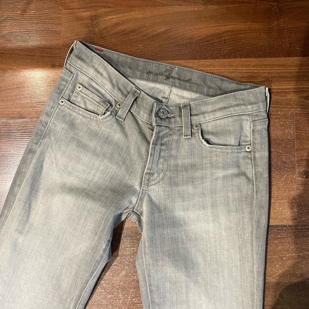 7 for all mankind light grey skinny to flare leg jeans low rise - Picture 3 of 4
